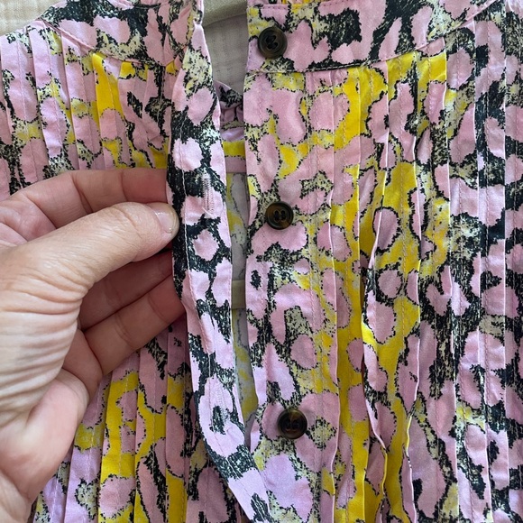 GANNI pink and yellow animal printed midi dress - Picture 5 of 8